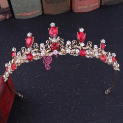 Coroana eleganta pentru mireasa CR067 Aurie cu cristale din sticla